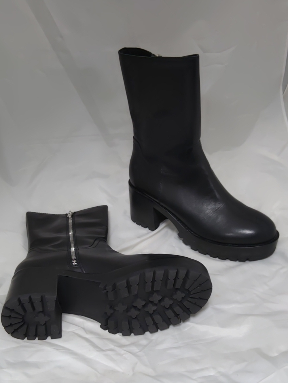Steve Madden Annalyn Black Leather Platform Boots - Size 11M